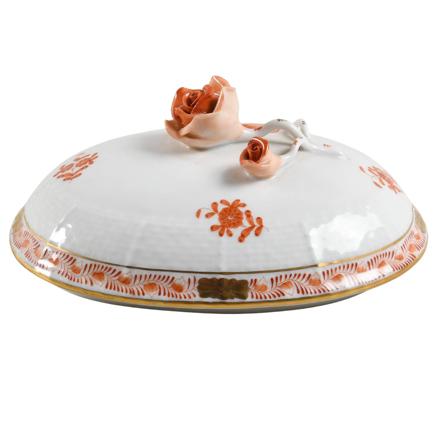 Chinese Bouquet Rust (AOG) Lid for Jam/Jelly by Herend-1