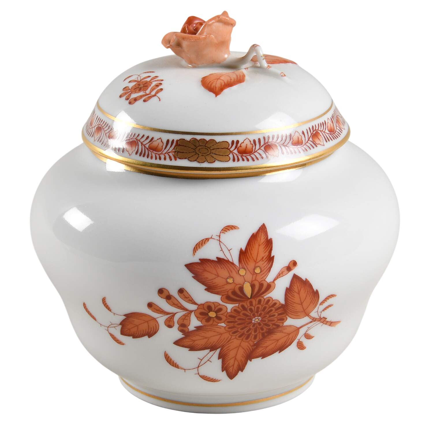 Chinese Bouquet Rust (AOG) 4" Ginger Jar & Lid by Herend-1