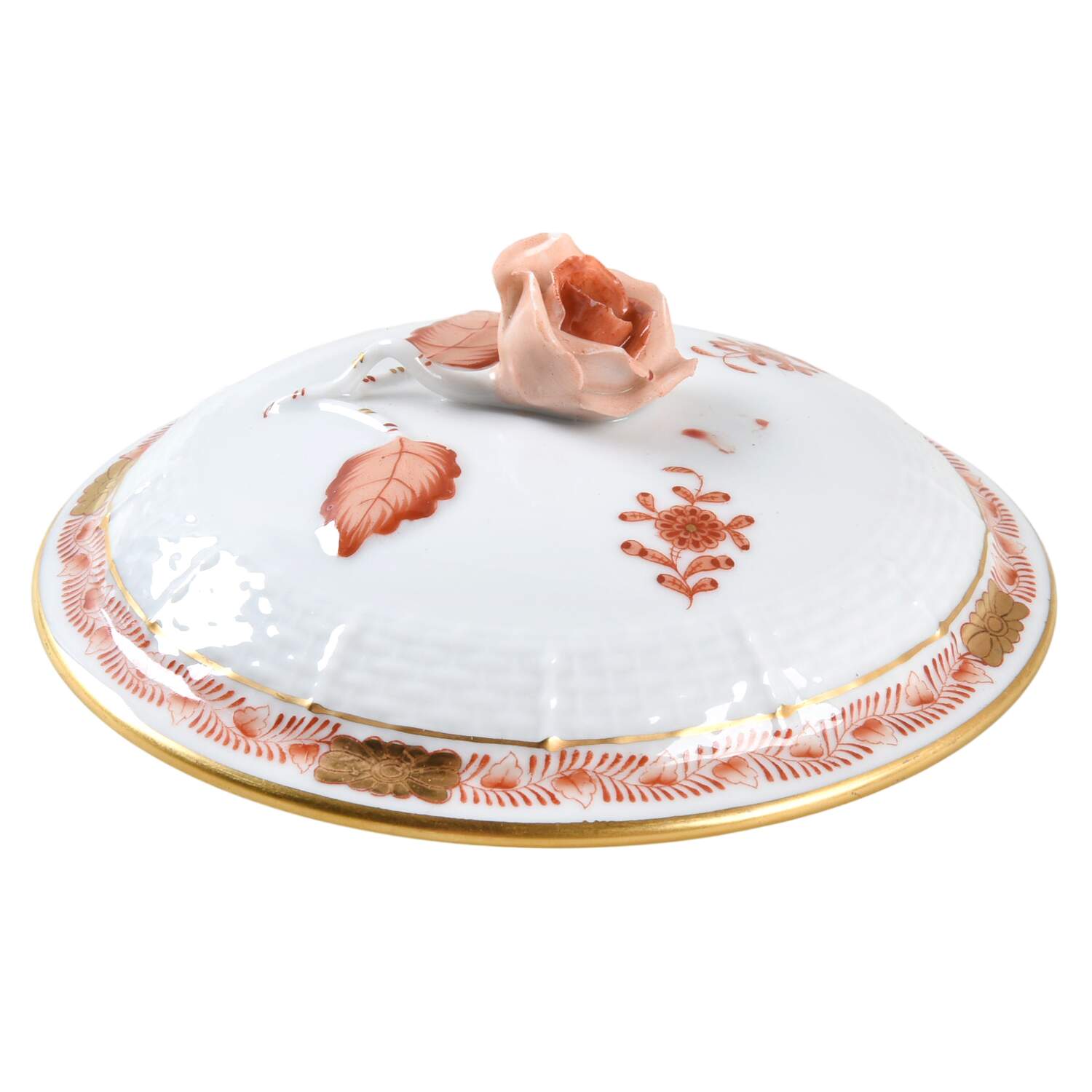 Chinese Bouquet Rust (AOG) Lid for Footed Bouillon Cup by Herend-1