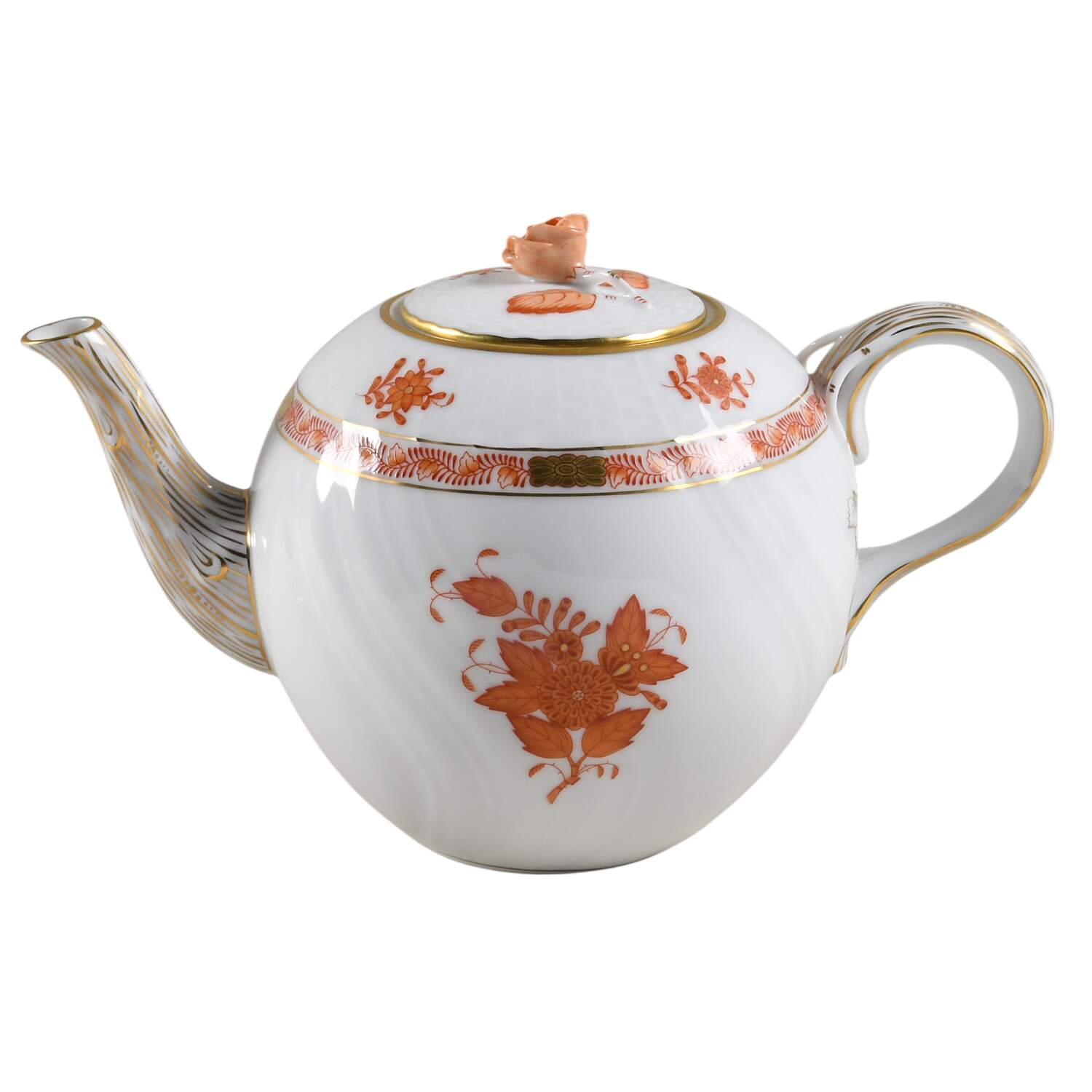 Chinese Bouquet Rust (AOG) Small Teapot & Lid by Herend-1