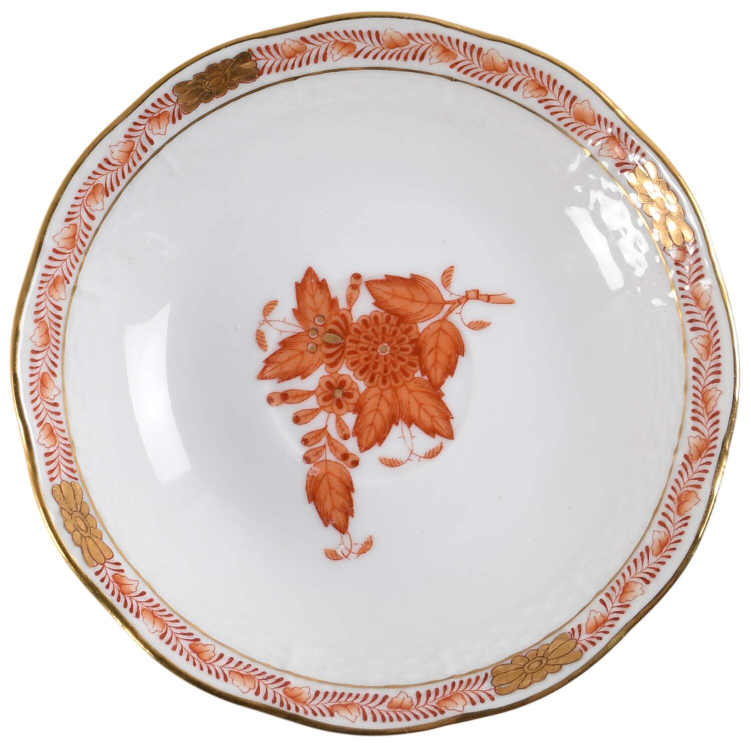 Chinese Bouquet Rust (AOG) Saucer for Flat Demitasse Cup by Herend-1