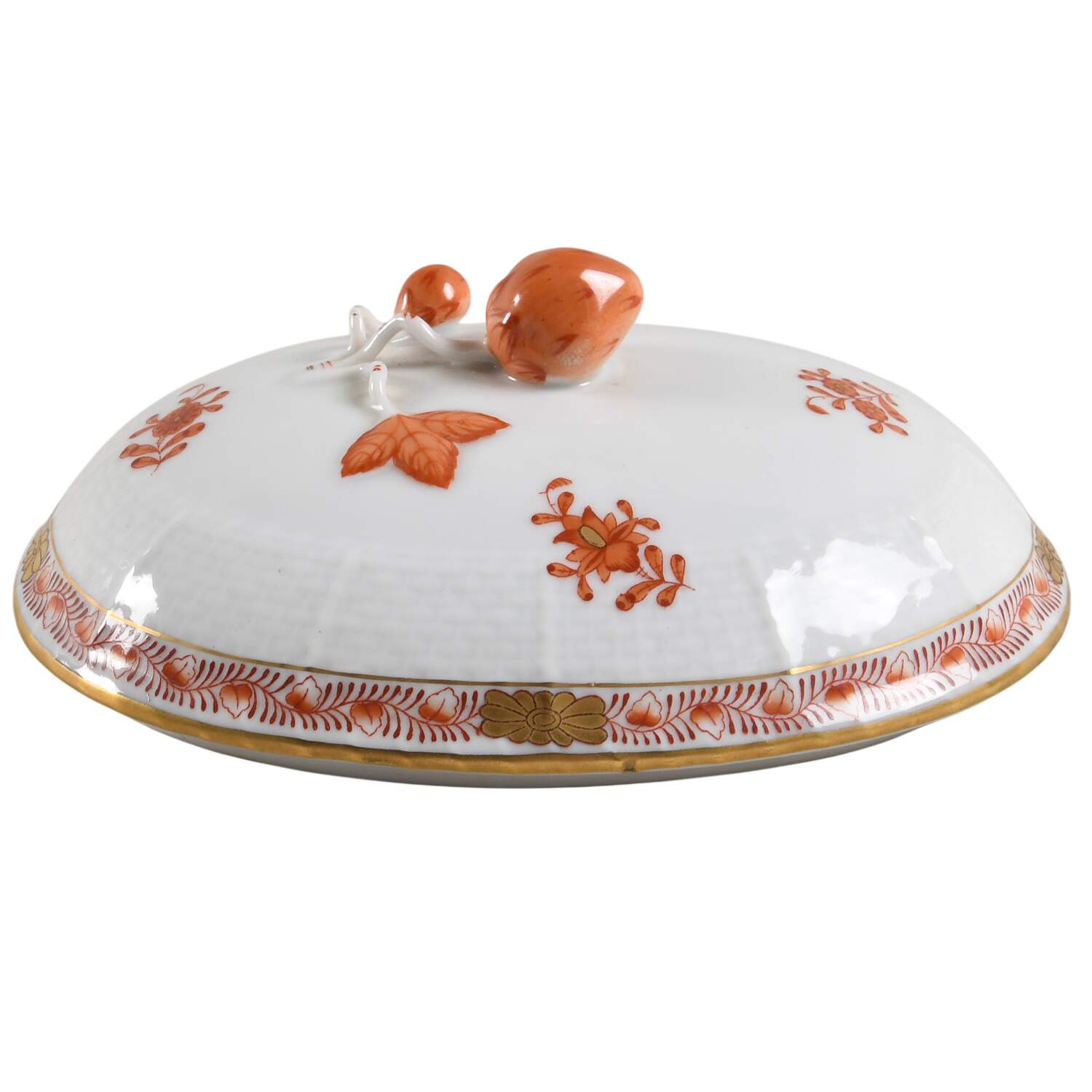 Chinese Bouquet Rust (AOG) Lid for Oval Candy Box by Herend-1