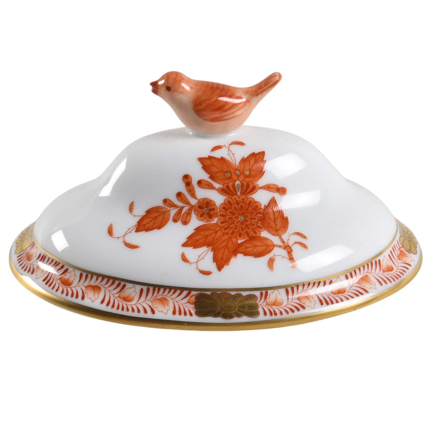Chinese Bouquet Rust (AOG) Lid for Mini Tureen by Herend-1