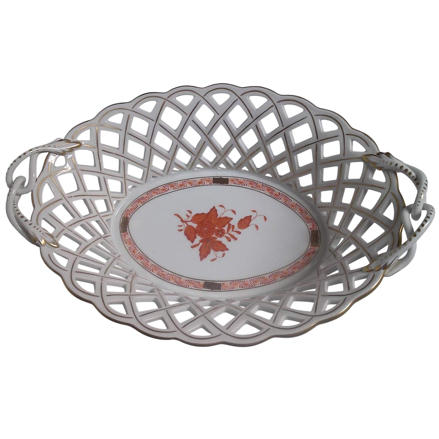 Chinese Bouquet Rust (AOG) 13" Oval Basin by Herend-1