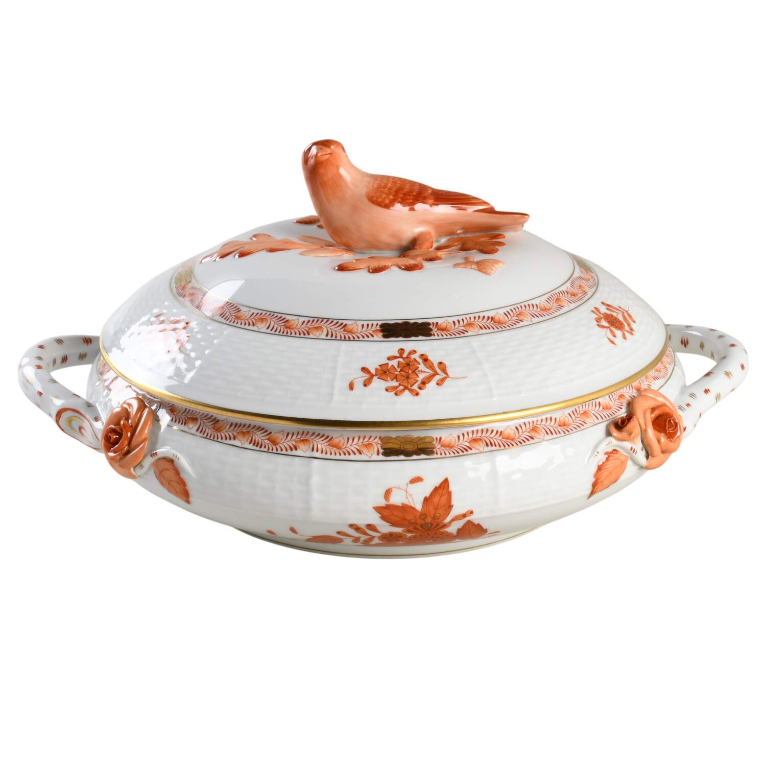 Chinese Bouquet Rust (AOG) Round Covered Vegetable by Herend-1