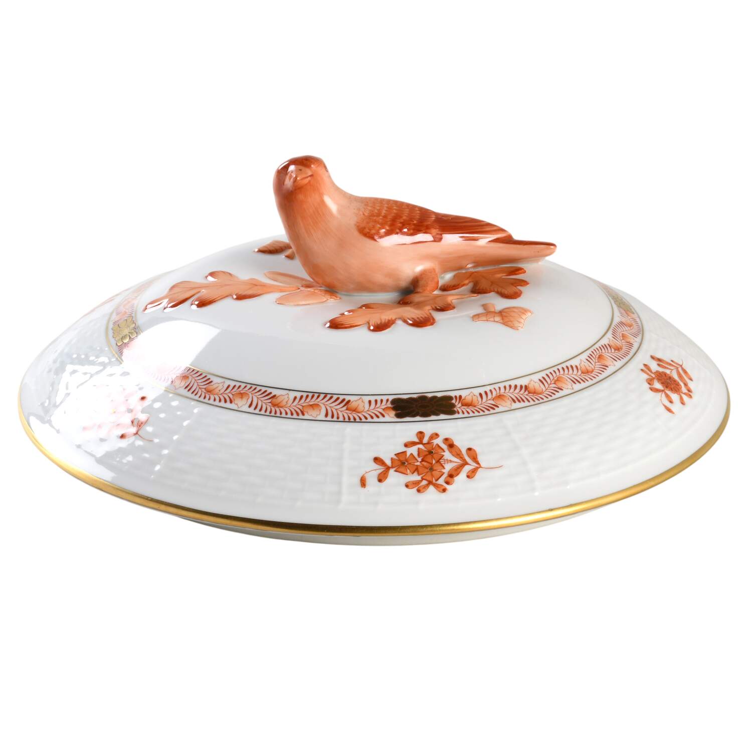 Chinese Bouquet Rust (AOG) Lid for Round Vegetable by Herend-1
