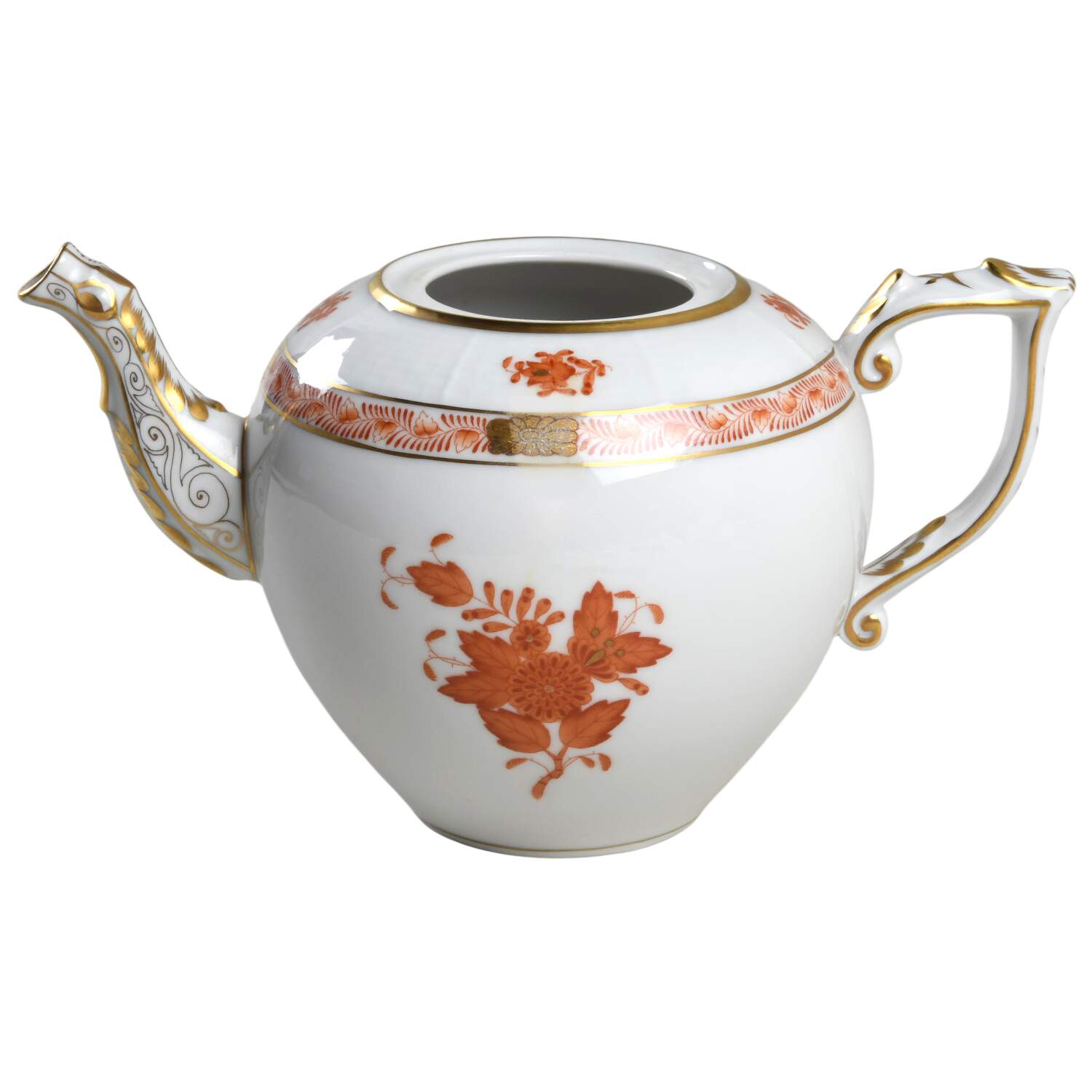 Chinese Bouquet Rust (AOG) Mini Teapot No Lid by Herend-1