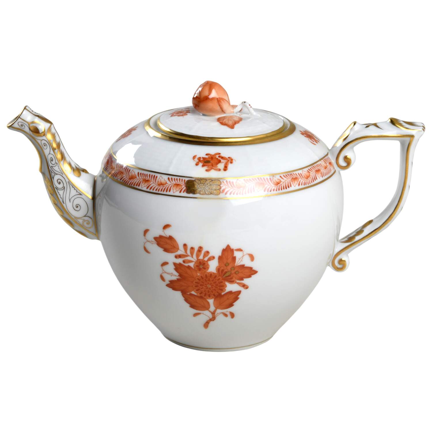 Chinese Bouquet Rust (AOG) Mini Teapot & Lid by Herend-1