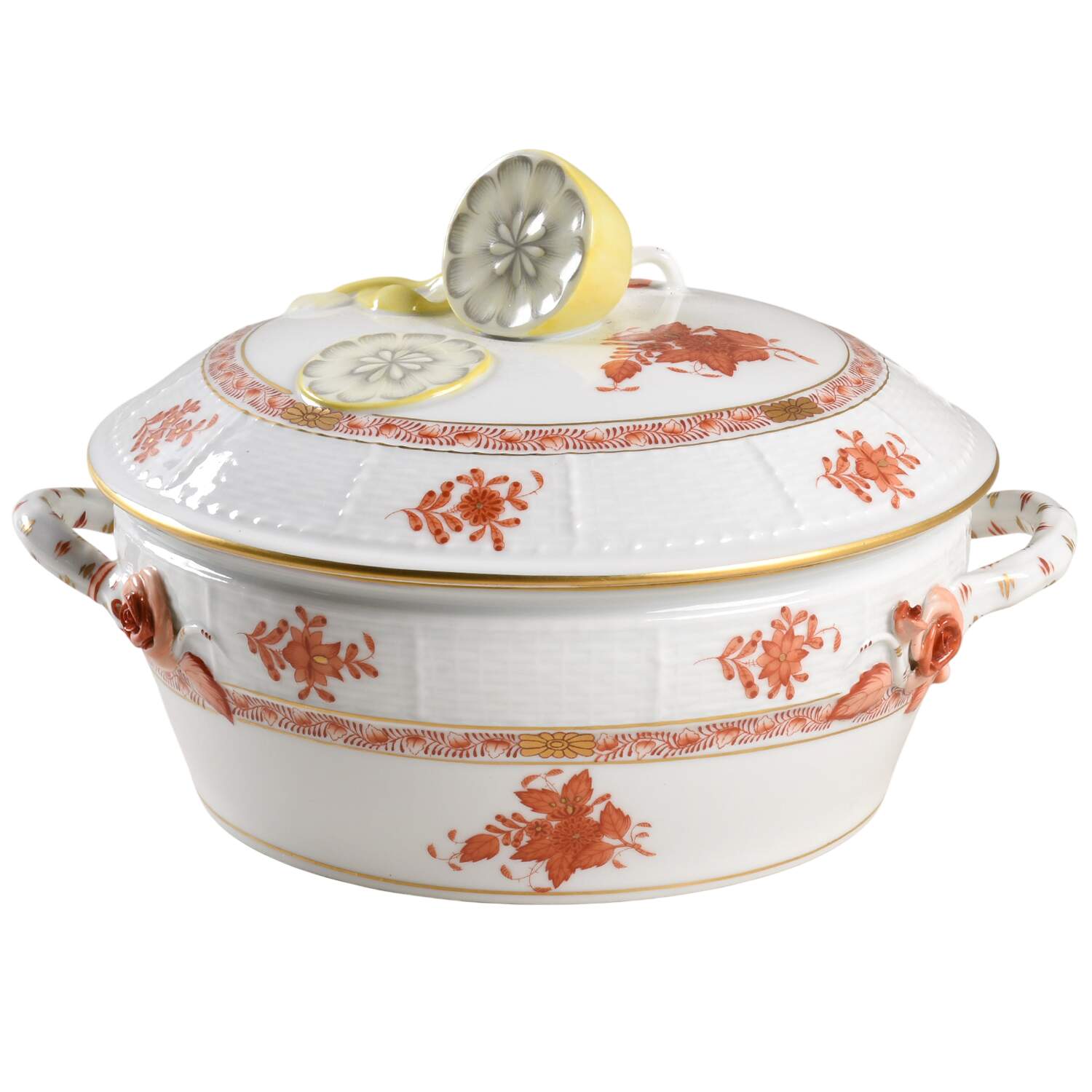 Chinese Bouquet Rust (AOG) Round Covered Vegetable by Herend-1