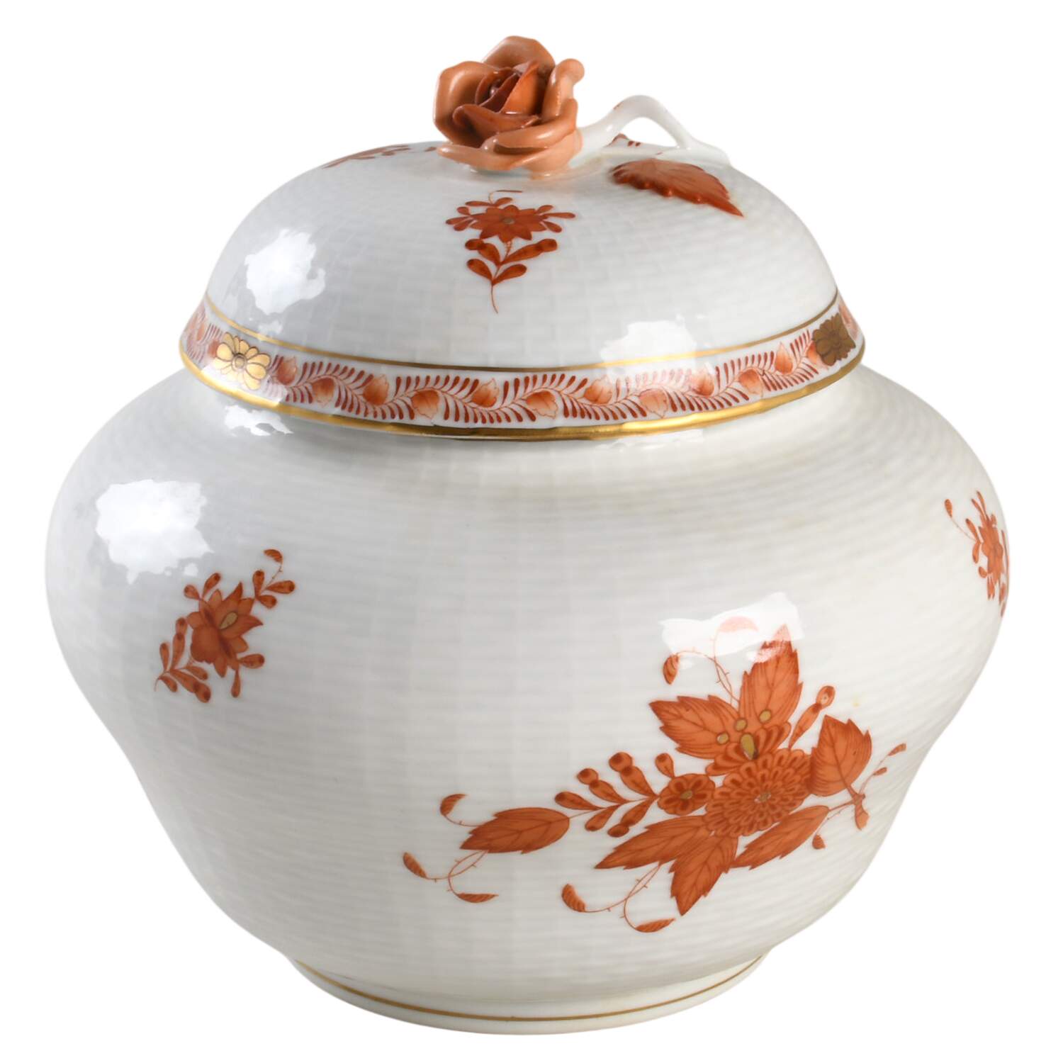 Chinese Bouquet Rust (AOG) Medium Ginger Jar & Lid by Herend-1
