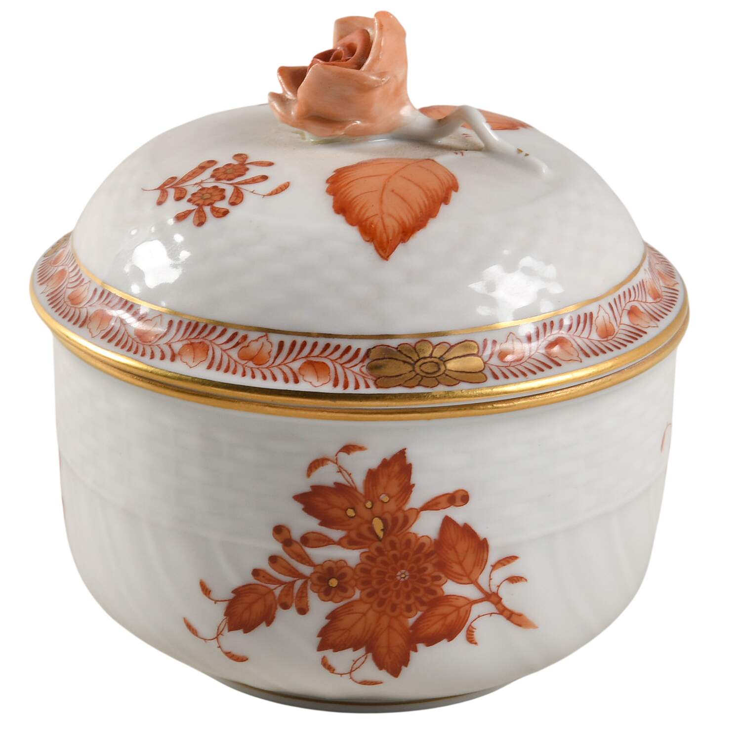 Chinese Bouquet Rust (AOG) Sugar Bowl & Lid by Herend-1