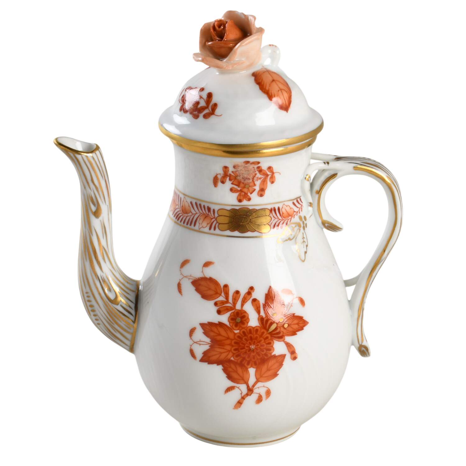 Chinese Bouquet Rust (AOG) Small Coffee Pot & Lid by Herend-1