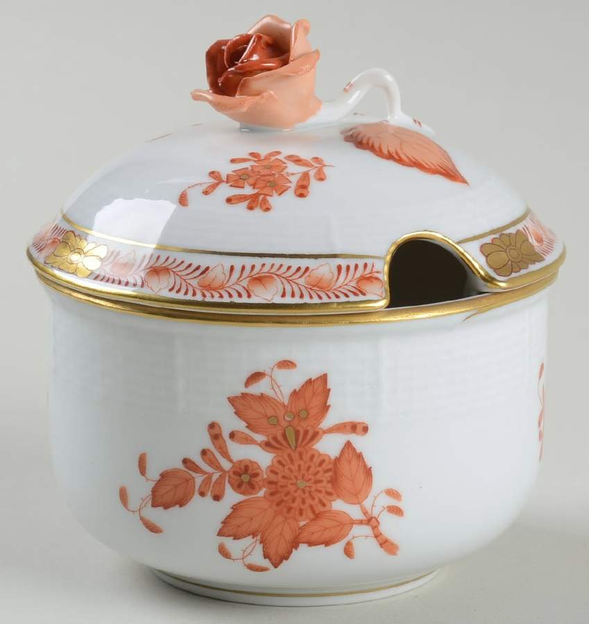 Chinese Bouquet Rust (AOG) Sugar Bowl & Lid by Herend-1