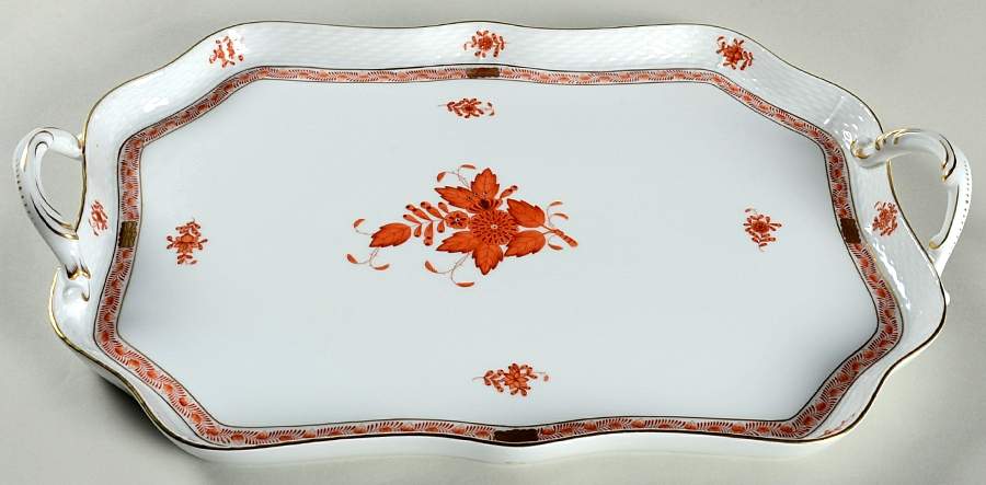 Chinese Bouquet Rust (AOG) 18" Rectangular Serving Platter by Herend-1