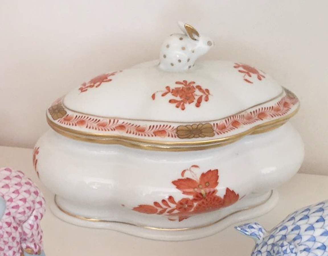 Chinese Bouquet Rust (AOG) Oblong Bon Bon & Lid by Herend-1