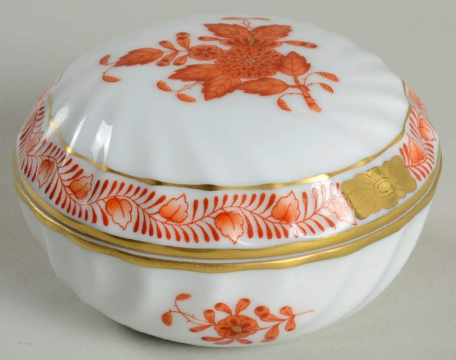 Chinese Bouquet Rust (AOG) Ring Box & Lid by Herend-1