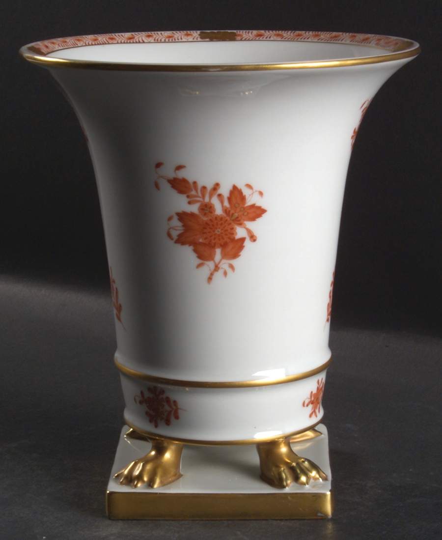 Chinese Bouquet Rust (AOG) 7" Claw Footed Urn Vase by Herend-1