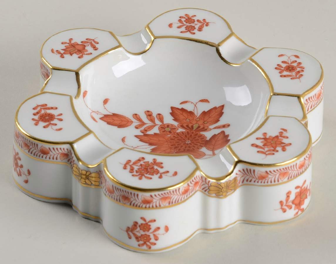 Chinese Bouquet Rust (AOG) 6" Ashtray by Herend-1