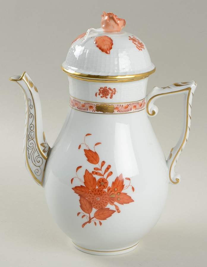 Chinese Bouquet Rust (AOG) Small Coffee Pot & Lid by Herend-1
