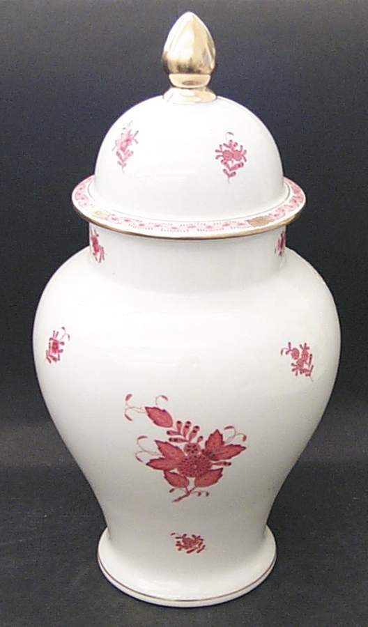Chinese Bouquet Rust (AOG) 14" Urn with Lid by Herend-1