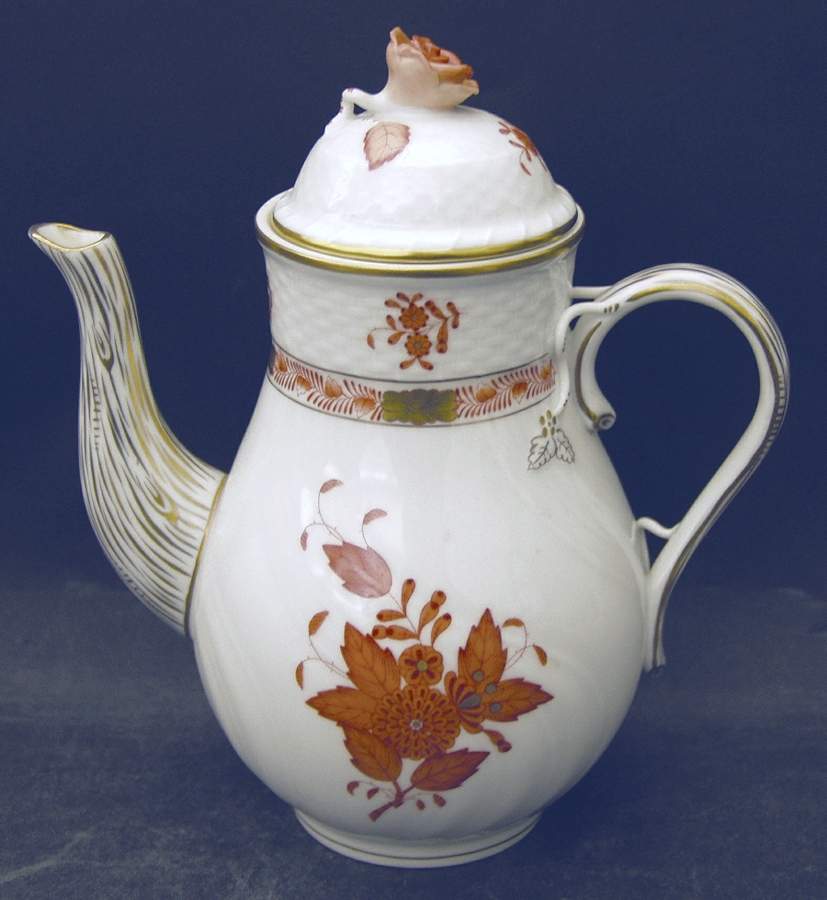 Chinese Bouquet Rust (AOG) Mini Coffee Pot & Lid by Herend-1