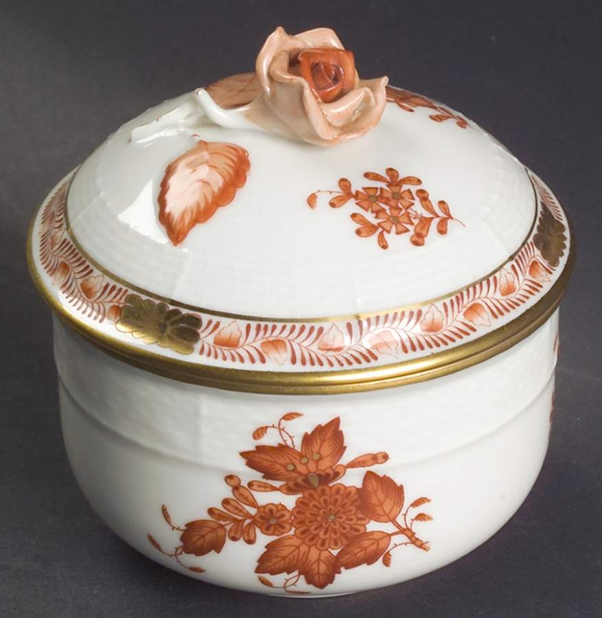 Chinese Bouquet Rust (AOG) Sugar Bowl & Lid by Herend-1