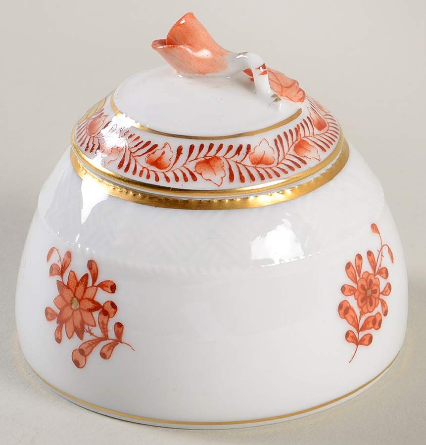 Chinese Bouquet Rust (AOG) Honey Pot & Lid by Herend-1