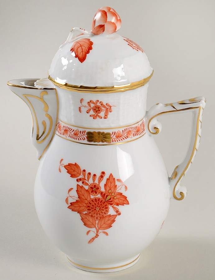 Chinese Bouquet Rust (AOG) Mini Coffee Pot & Lid by Herend-1