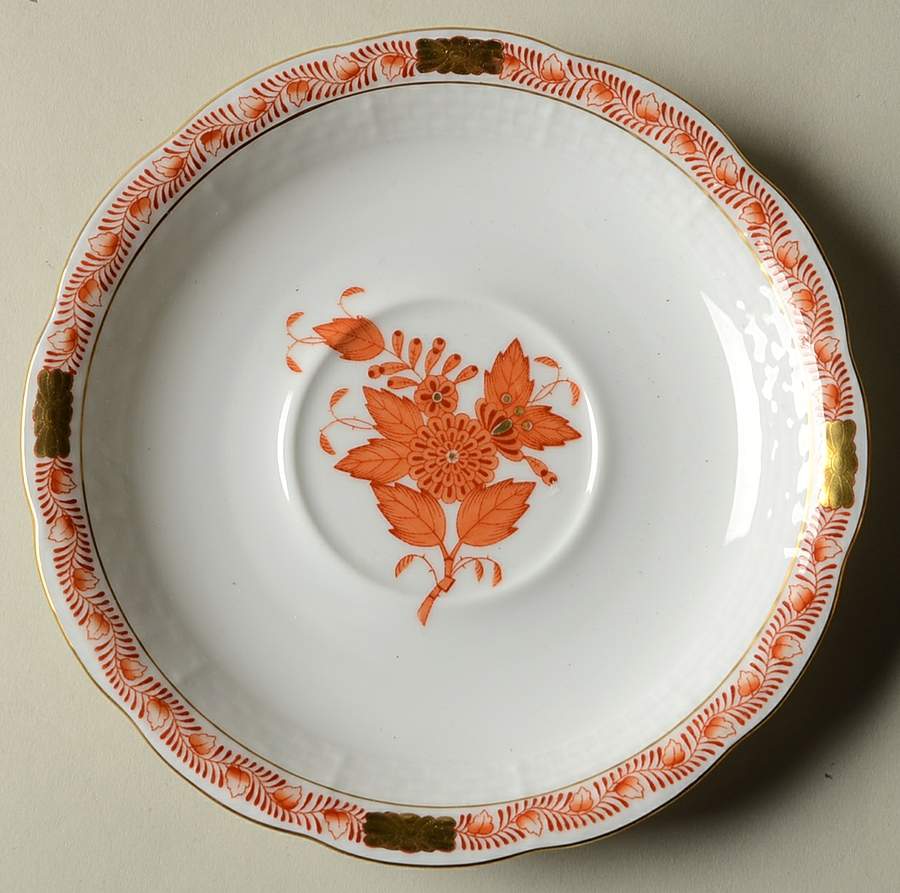 Chinese Bouquet Rust (AOG) Saucer for Flat Cup by Herend-1