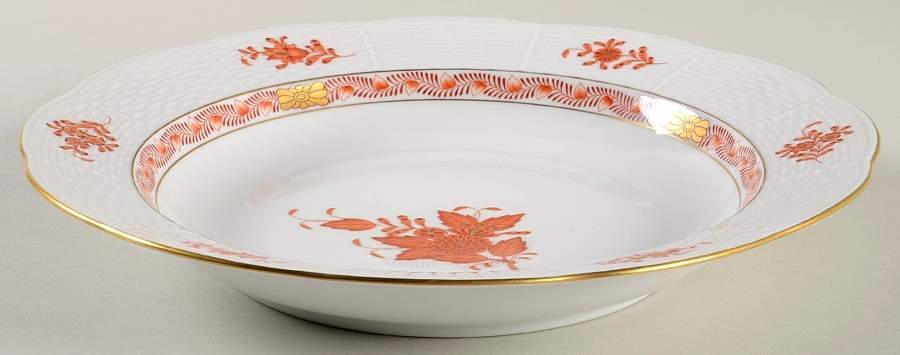 Chinese Bouquet Rust (AOG) Large Rim Soup Bowl by Herend-1