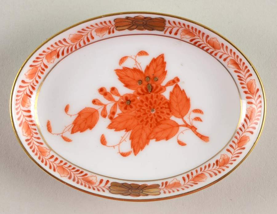 Chinese Bouquet Rust (AOG) 3" Oval Ashtray by Herend-1