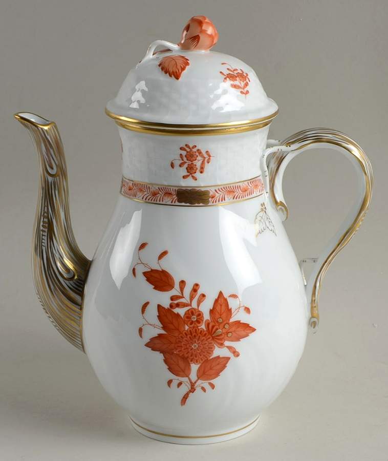 Chinese Bouquet Rust (AOG) Small Coffee Pot & Lid by Herend-1