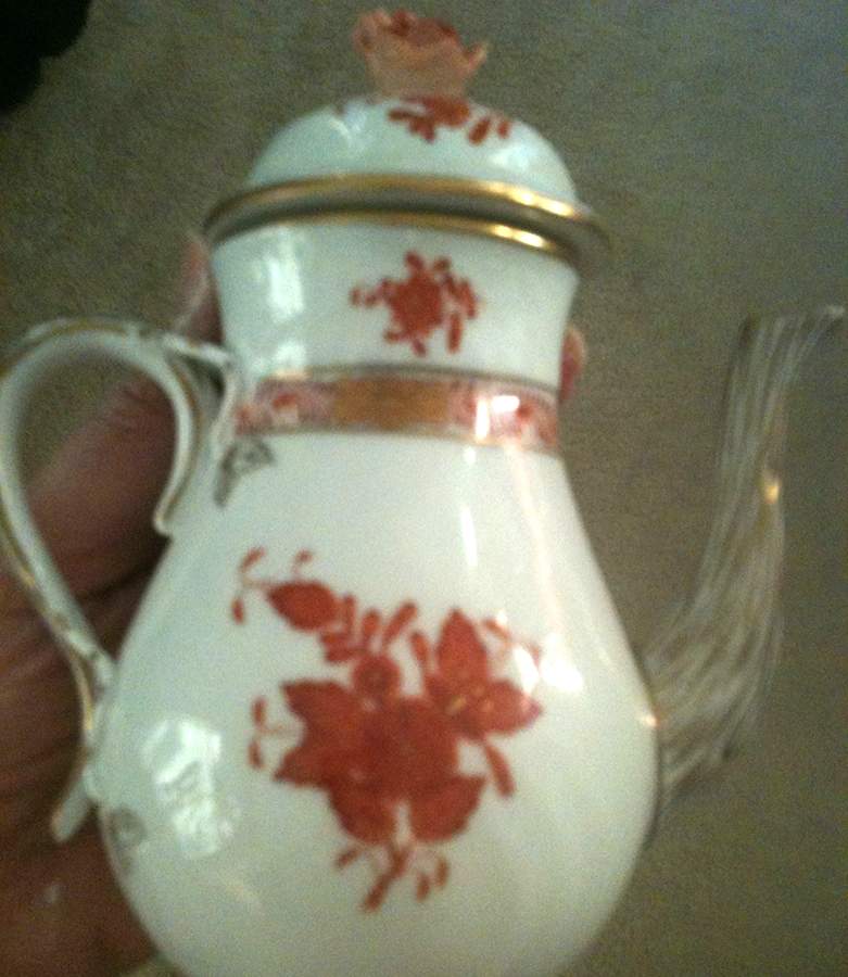 Chinese Bouquet Rust (AOG) Individual Coffee Pot & Lid by Herend-1