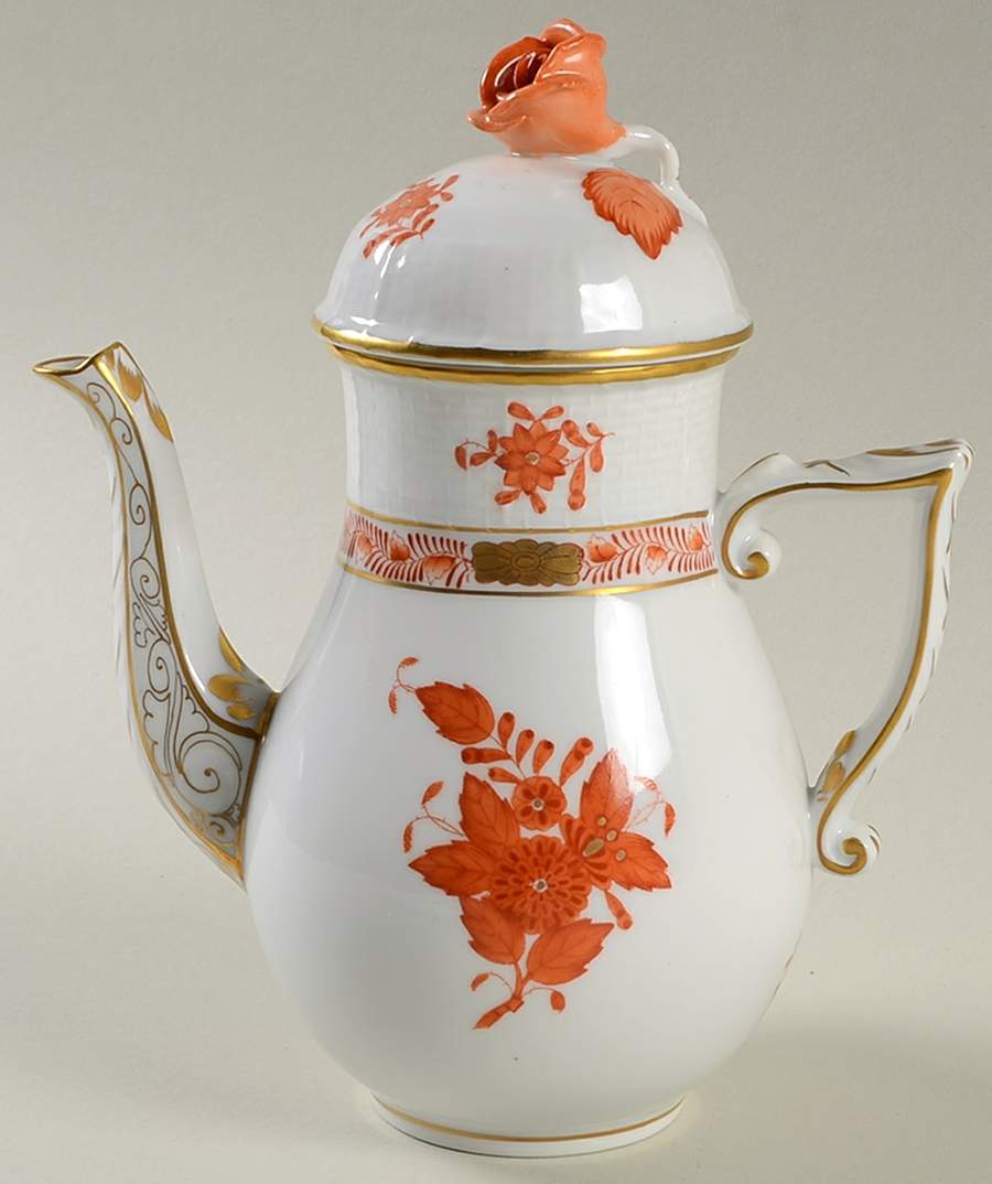 Chinese Bouquet Rust (AOG) Mini Coffee Pot & Lid by Herend-1