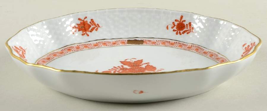 Chinese Bouquet Rust (AOG) 8" Oval Vegetable Bowl by Herend-1