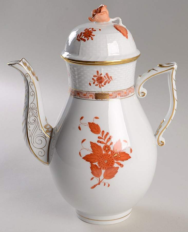 Chinese Bouquet Rust (AOG) Coffee Pot & Lid by Herend-1