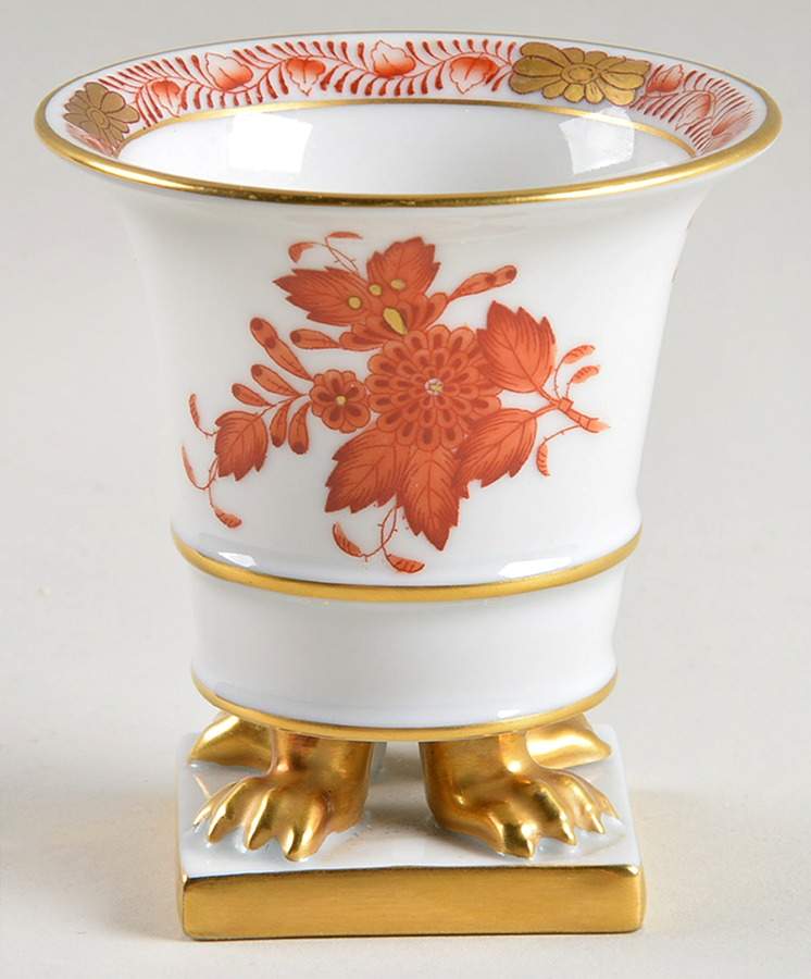 Chinese Bouquet Rust (AOG) Small Claw Footed Vase by Herend-1