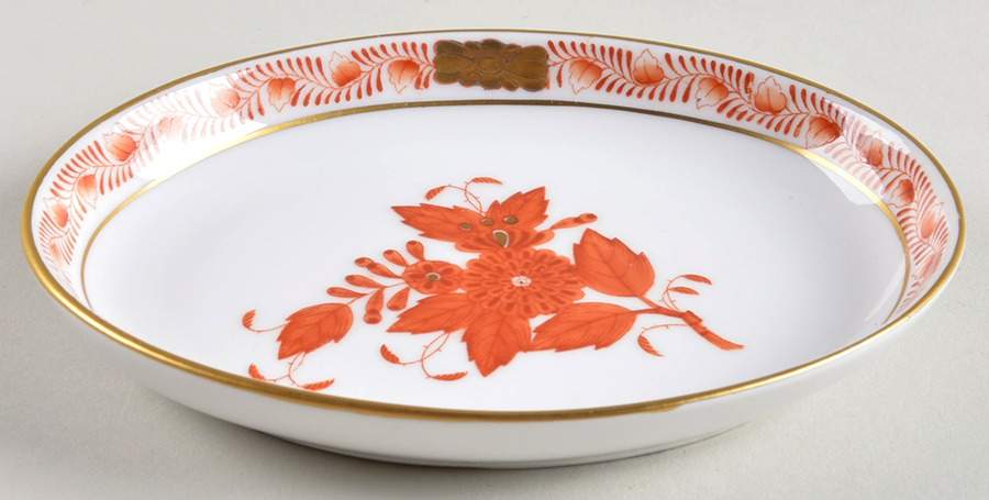 Chinese Bouquet Rust (AOG) 4" Oval Ashtray by Herend-1