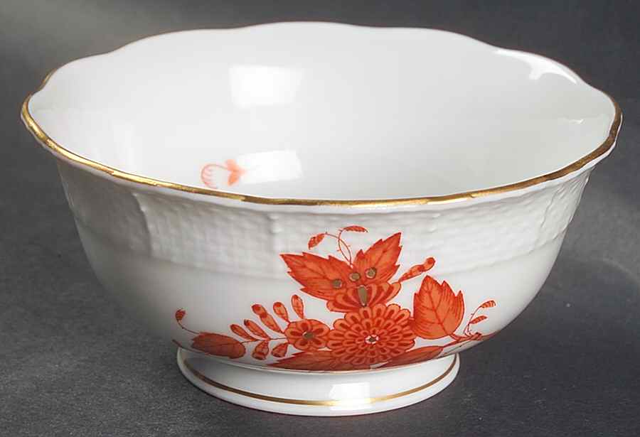 Chinese Bouquet Rust (AOG) Open Sugar Bowl by Herend-1