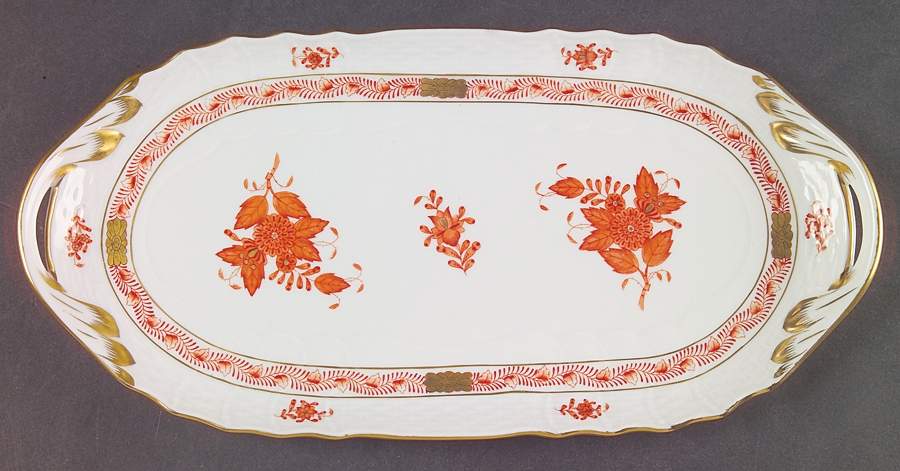 Chinese Bouquet Rust (AOG) 12" Sandwich Tray by Herend-1