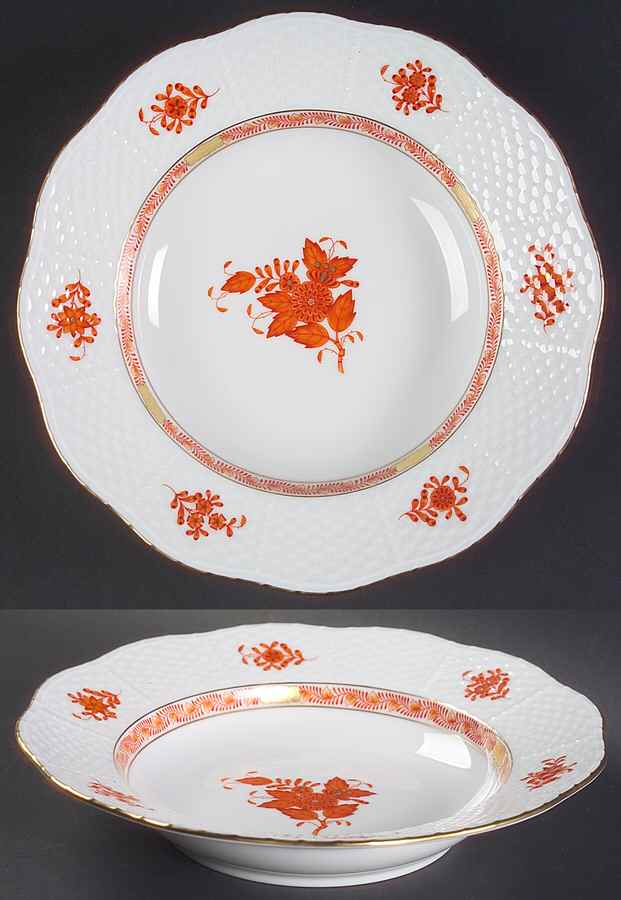 Chinese Bouquet Rust (AOG) Rim Soup Bowl by Herend-1