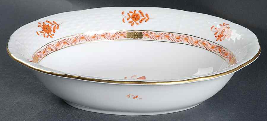 Chinese Bouquet Rust (AOG) 10" Oval Vegetable Bowl by Herend-1