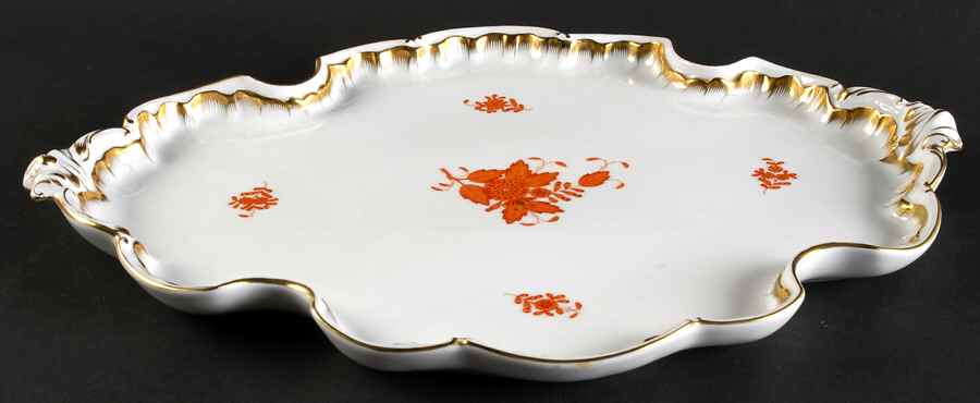 Chinese Bouquet Rust (AOG) 15" Rococco Dish by Herend-1