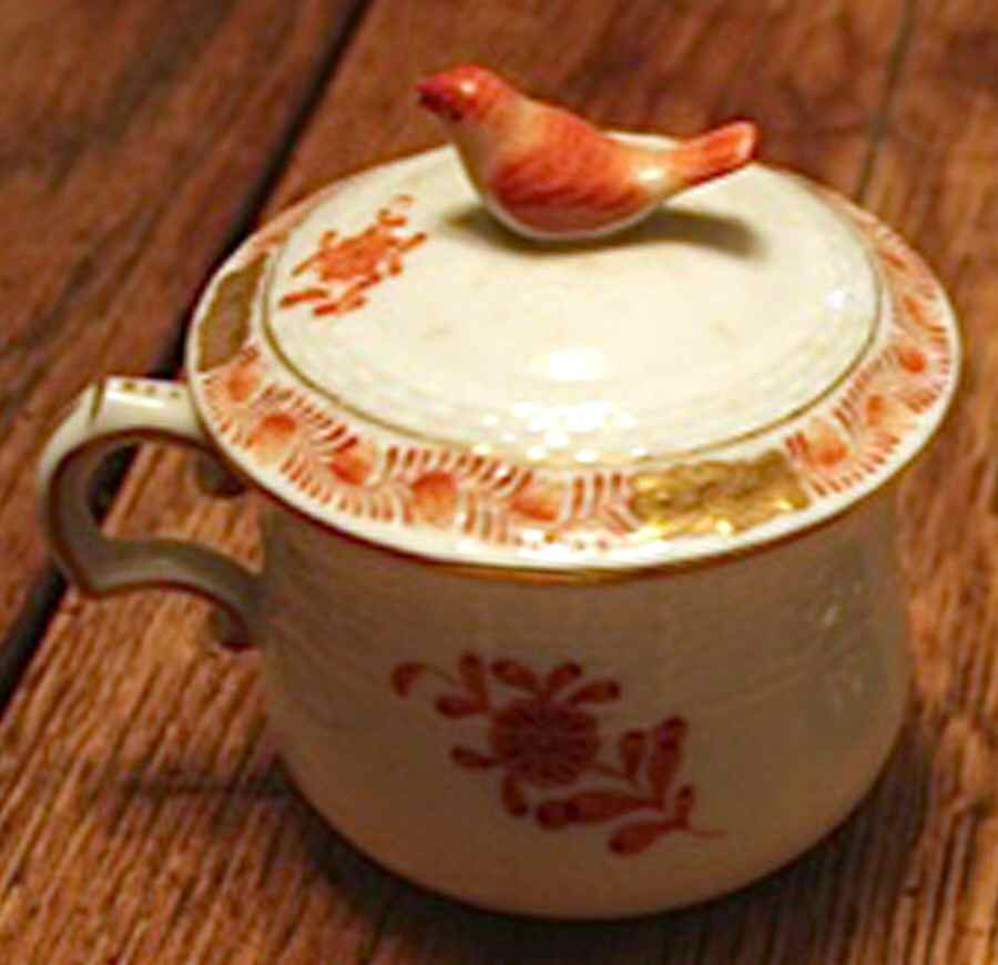 Chinese Bouquet Rust (AOG) Pot de Creme (2 Pc)-Lid & Base by Herend-1
