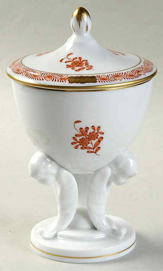Chinese Bouquet Rust (AOG) Round Trinket Box & Lid by Herend-1