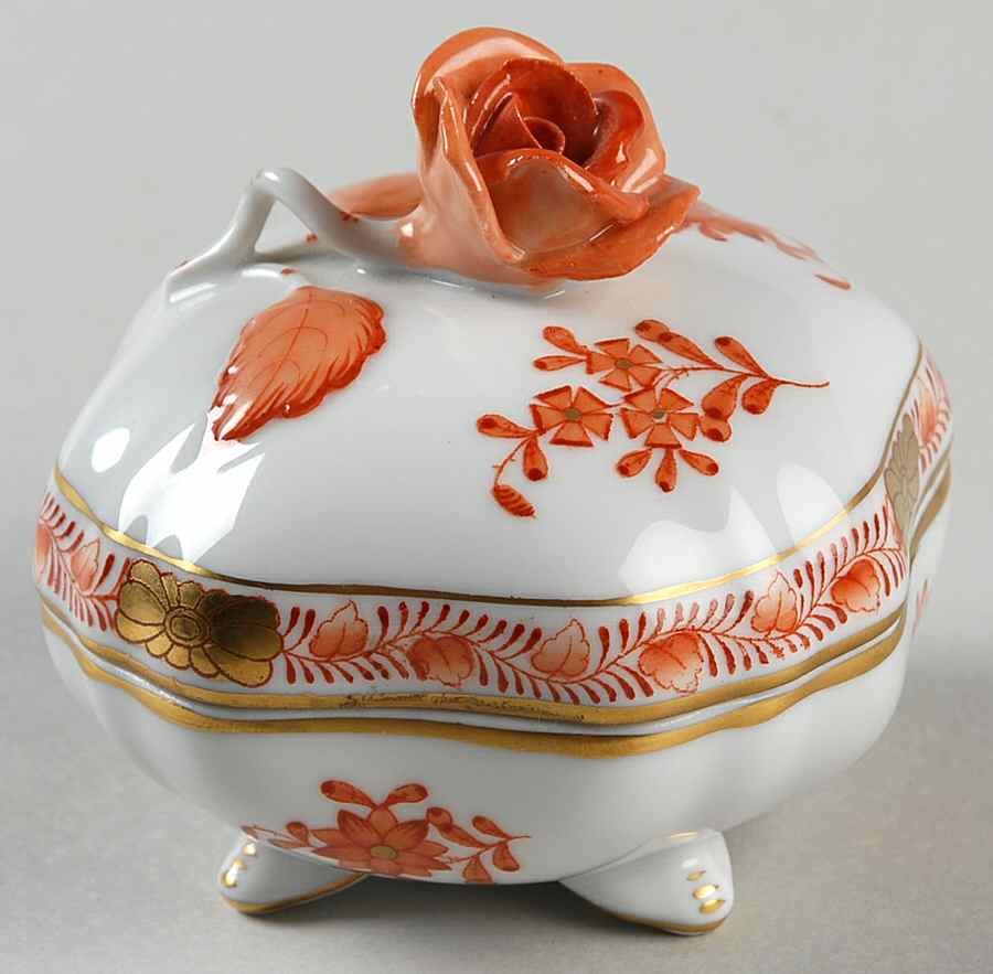 Chinese Bouquet Rust (AOG) Bon Bon & Lid by Herend-1
