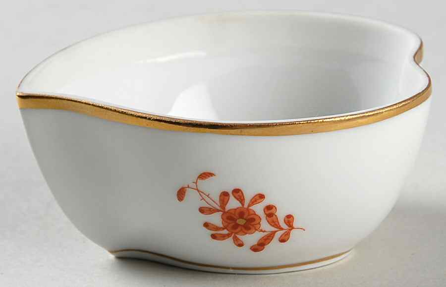 Chinese Bouquet Rust (AOG) 3" Heart Shape Bon Bon No Lid by Herend-1