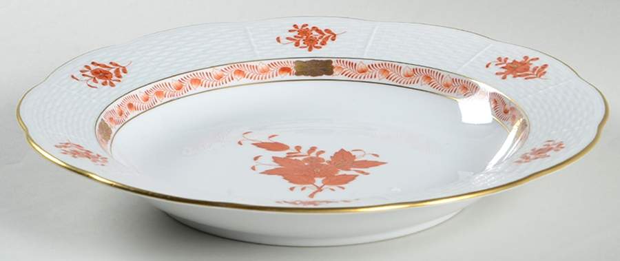 Chinese Bouquet Rust (AOG) Large Rim Soup Bowl by Herend-1