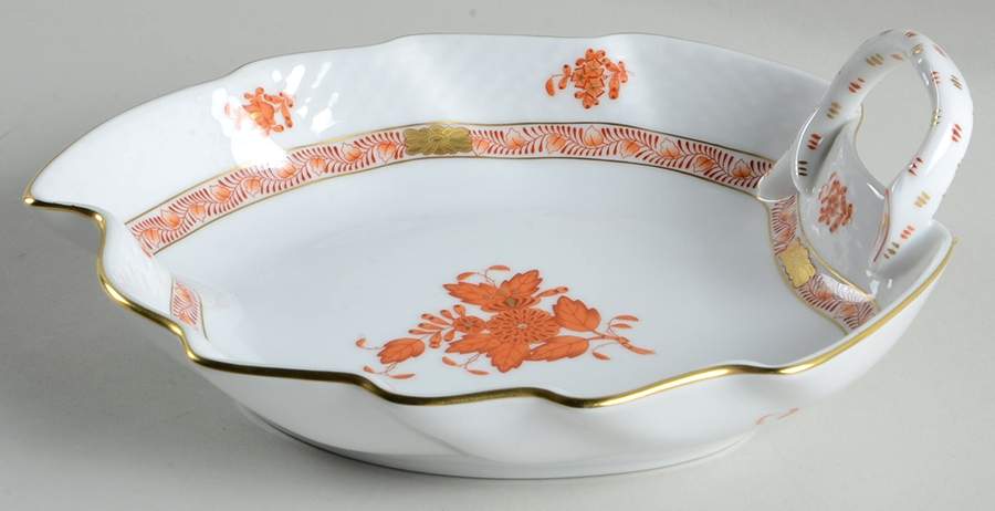 Chinese Bouquet Rust (AOG) 7" Leaf Dish by Herend-1