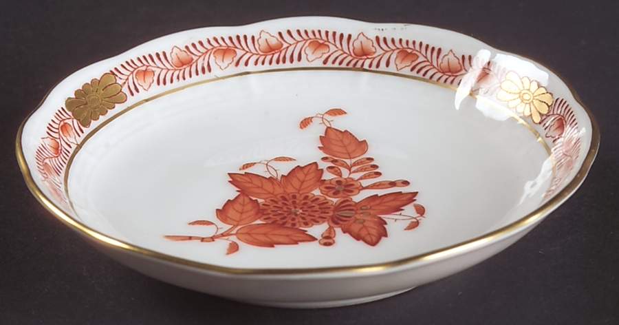 Chinese Bouquet Rust (AOG) 4" Round Scalloped Dish by Herend-1